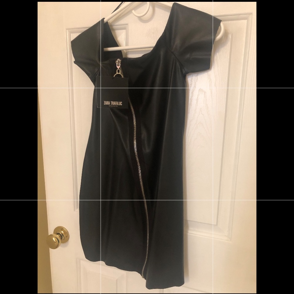Black leather dress